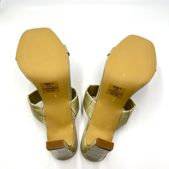 DV Dolce Vita Size 9 Selsta Sage Green Croc Heeled Mules Heels‎ Sandals Shoes - Picture 8 of 13